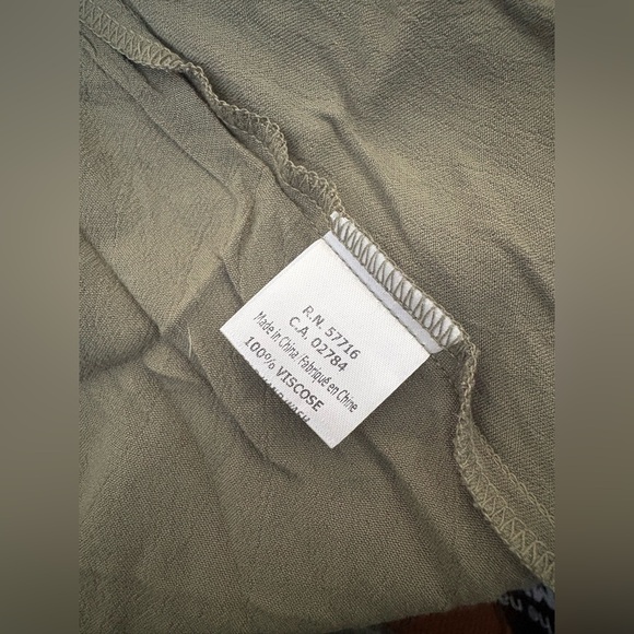 Papillon NWT green fringe short sleeve dress size large viscose boho - Picture 7 of 8